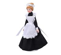 ZASCHMOY Muñeca de Sirvienta de Casa de Muñecas 1:12 - Mini Modelo de Muñeca de Cerámica Móvil para Accesorios de Casa de Muñecas - de Sirvienta Victoriana Realista con Extremidades Flexibles -