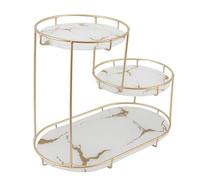 ZASCHMOY Organizador de Estante de Maquillaje Moderno para la Encimera de baño: Estante de Tocador de Hierro y Vidrio con Fondo para Cosméticos, Perfumes y Cuidado de la Piel (#1)