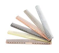 ZASCHMOY Peine de Pelo de Metal Profesional, Herramienta de Estilismo de Peluquería de Aluminio, Calor Antiestático, para Peluqueros, Estilistas, Negro, Plateado Brillante