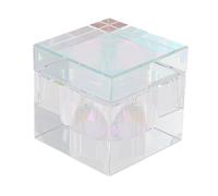 ZASCHMOY Plato Dappen de Vidrio de 4 Cm, Recipiente para Lavado de Pinceles para Decoración de Uñas con Tapa Segura para Evitar la Evaporación, para Salones Profesionales y Uso Do (Cuadrado)