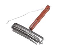 ZASCHMOY Rake de Preparación para Caballos de Acero Inoxidable con 25 Cuchillas y de Madera - Cepillo de Dematición de Deshesivo de Servicio Pesado para Perros y Caballos
