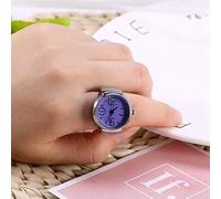 ZASCHMOY Red de Dedo Analógico de Cuarzo de Moda Mujer para Mujeres y Hombres con Estuche de Aleación Duradera y Banda de Acero Inoxidable en Negro para Fiesta Informal y Uso Diario (Purple)