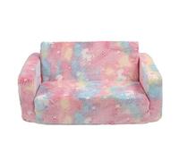 ZASCHMOY Sofá Plegable para Niños con Glow in The Dark Velvet | Cosimento de Lectura de Espuma de Memoria de 2 Asientos | Portada Extraíble | Ideal para Niños Pequeños | Azul (Pink)