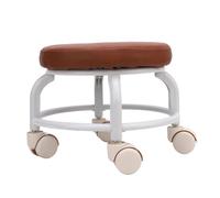 ZASCHMOY Taburete bajo con Ruedas, Ruedas Giratorias de 360 Grados con Resistencia a los Golpes y Amortiguación de Vibraciones, Asiento de Cuero PU con Acolchado Suave para el Hogar,