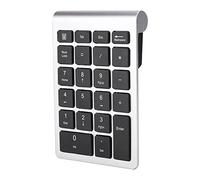 ZASCHMOY Teclado Numérico Inalámbrico USB 2.4G con 22 Teclas Mini Teclado Diseño Ergonómico para XP/7/8/10, Oro, Duración de la Batería Larga (Negro Plateado)