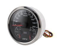 ZASCHMOY Velocímetro GPS de 4.331 in, 4-3/8 Pulgadas, Cuentakilómetros con Voltímetro, Indicador de Nivel de, Señal de Giro de 200 KM/H para Camión Yate RV, Retroiluminación Roja, Esfera Negra,