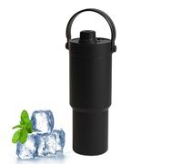 Zasdvn Botella con pajita, 735 ml, taza de viaje con tapa de pajita, taza térmica a prueba de fugas con tapa, fondo plano, gran contenido, revestimiento de cerámica para cuidado, profesión, deporte