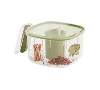Zasdvn Caja de almacenamiento de especias, 4 compartimentos, recipiente transparente con tapa, organizador de especias, para azúcar, salsas, pimienta, granos de café, chile en polvo, cocina doméstica