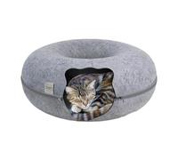 Zasdvn Cueva de túnel para gatos, acogedora cama de dona para gatos con cueva y cama extraíble, de fieltro, transpirable, con cremallera, resistente a los arañazos, divertida tienda de campaña para