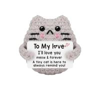 Zasdvn Ganchillo de gato positivo, apoyo emocional para gatos | Pequeño mensaje de gato positivo hecho a mano | Divertidos animales de crochet para trabajadores, novio, madre, abuela, padre, abuelo