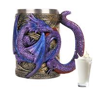Zasdvn Jarra de cerveza medieval de dragón, taza de café de acero inoxidable, tazas de regalo para coleccionistas de dragones, decoración temática de fiesta, taza de bebida Viking Tankard para