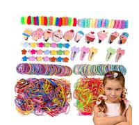 Zasdvn Juego de gomas para el pelo, coleteros y clips | Coletero elástico | Coleteros para el pelo, coleteros para el pelo, juego de gomas para el pelo, pinzas para el pelo para niñas, niños