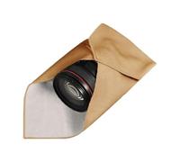 Zasdvn Protector de lente de cámara, protector de cámara, organizador suave, 13,7 x 13,7 pulgadas, película protectora autoadhesiva portátil, protección segura en caso de colisiones, caqui, ver