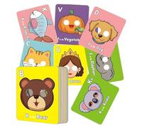 Zasdvn Tarjetas Didácticas del Alfabeto, 26 Piezas Tarjetas Educativas para Aprender Letras, Juguete Divertido De Animales para Niños De 3 A 6 Años