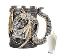 Zasdvn Taza De Cerveza De Dragón Medieval, Taza De Café De Acero Inoxidable, Tazas De Regalo para Coleccionistas De Dragones, Decoración De Fiesta Temática, Jarra Vikinga para Café/Bebidas/Zumo
