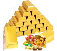 Zasiene Lingotes de Oro Falsos 24 Piezas Caja de Regalo de Barra de Oro Falso Objeto Lingote de Oro Decoración Caja de Caramelos de Barras de Oro Caja de Dulces de Oro para Bodas Carton para Chuches