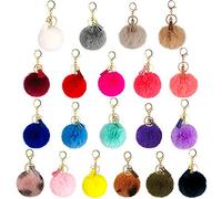 Zasiene Llavero Pompones 20 Piezas Pompones de Colores Llavero para Bolso Suave Llavero Borla de Piel de Conejo Decoración Accesorio(20 Colores)
