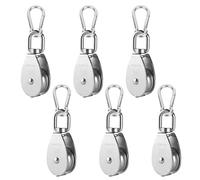 Zasjon 12 Piezas Juego de Poleas para Cuerda, 6 Piezas M15 Poleas de Bloque con 6 Piezas Mosquetones M4,Poleas para Cables de Acero Inoxidable, Rotación 360° Poleas Fijas,Bloque de Polea,Carga de 35kg