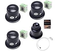 Zasjon Lupa de Relojero 4 PCS con Factor de Aumento 5X 10x 15x 20x y Soporte de Alambre para Joyería, Fabricación de Reparación y Mantenimiento
