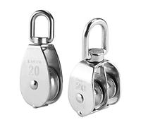 Zasjon Poleas para Cuerda, 2 Piezas M20 Poleas Gimnasio de Acero Inoxidable Bloque de Poleas, Poleas Doble Simple Polea Rodillo, Polea para Cable, Carga de 75kg/165lbs