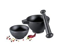 Zassenhaus 0000076073 Juego de mortero de (3 piezas, hierro fundido, color negro