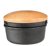 Zassenhaus Juego de molinillo de especias de hierro fundido con tapa de madera de haya, molinillo de especias, molinillo de hierbas y semillas, negro, XL, 5.4 pulgadas de diámetro