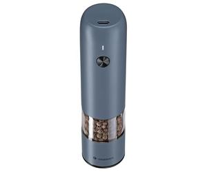 Zassenhaus KÖLN - Molinillo de pimienta eléctrico (USB, 14 cm, color azul, mecanismo de cerámica de alto rendimiento, carcasa acrílica de acero inoxidable, batería recargable de iones de litio)