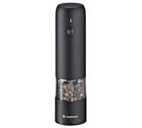Zassenhaus Müller KÖLN - Molinillo de pimienta eléctrico (USB, 14 cm, mecanismo de cerámica de alto rendimiento, carcasa acrílica de acero inoxidable, batería recargable de iones de litio)