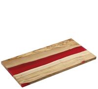 Zassenhaus Tabla de servir de madera de olivo y resina, color rojo, 45 x 22 x 1,5 cm, hecha a mano, con diseño único, ideal para servir y mostrar alimentos con estilo