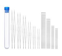 Zasvec Agujas de Abalorios 32 Piezas Agujas para Cuentas Agujas de Cuentas de Ojo Grande Agujas de Perlas Agujas de Perlas Rectas Largas con Botella de Aguja