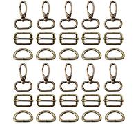 Zasvec Hebillas para Mochilas 30 piezas Mosqueton Bolso Anillo en D Hebilla Deslizante Hebillas Metalicas Anillas para Bolsos Llavero de Ganchos Mosqueton Giratorio 25mm para Bolsos Correas (Bronce)