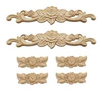 Zasvec Molduras de Madera 6 Piezas Apliques de Madera Tallada Aplique Decorativo en Madera Tallada Sin Pintar DIY Madera Tallada Larga Aplique para Decoración de la Puerta del Hogar 30 * 7cm