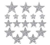 Zasvec Parches para Ropa 18 piezas Parches Ropa Termoadhesivos Pegatina de Cristal de Estrella Pegatina de Pentagrama Apliques de Estrellas Parches para Planchar Plata, 9/8/6/4/2 cm