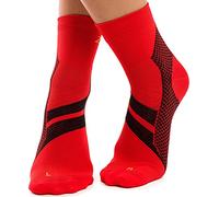 ZaTech Fascitis Plantar Calcetines, Calcetines de compresión (Rojo/Negro, XXL, 45-46)