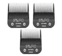 ZATEIRL Pack de 3 Cuchillas de Peluquería Canina 3-3/4FC Desmontables - Hoja de Acero de 1/2 Pulgada (13 mm) - Compatible con Andis, Oster A5, Wahl KM-10 - Negro