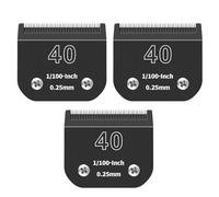 ZATEIRL Pack de 3 Cuchillas de Peluquería Canina 40# Desmontables - Hoja de Acero de 1/100 Pulgada (0,25 mm) - Compatible con Andis, Oster A5, Wahl KM-10 - Negro