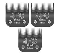 ZATEIRL Pack de 3 Cuchillas de Peluquería Canina 4FC Desmontables - Hoja de Acero de 3/8 Pulgada (9,5 mm) - Compatible con Andis, Oster A5, Wahl KM-10 - Negro