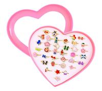 Zatix bu 36 Piezas Princesa Anillos Set, Ajustable Anillos Niñas Pequeñas Anillo con Caja en Forma de Corazón, Bonita Presentación para Niñas Cumpleaños Artículos de Fiesta Navidad