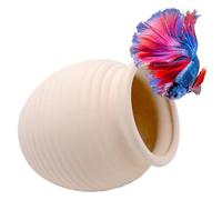 Zatix bu Beige Decoraciones de Pecera, Adornos de Acuario Juguetes en Forma de Olla Piedra de Escondite de Cerámica, Decoración de Cueva para Camarones Tortuga Cangrejo para Descansar y Jugar