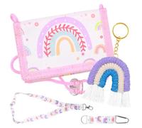 Zatix bu Rosa Arcoiris Monedero Niña, Boho Billetera Plegable Triple Cartera para Colgar al Cuello, Monedero Infantil Carteras con Llavero Arco Iris, Lindo Cartera para Niña Los Amantes del Arcoíris