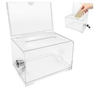 Zatixbu Urna Metacrilato, Acrílico Buzón de Sugerencias con Cerradura y Llave, Transparente Caja de Acción para Votaciones Concursos, Votos en Clase para Boletos de Rifa Boletas Hucha y Más