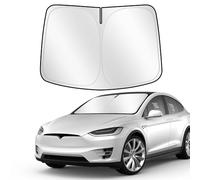 ZATOOTO Parasol Coche Delantero para Tesla Model Y Model 3, Protección Solar para Parabrisas, Cubierta Parabrisas para Bloques de Verano UV, Visera para Coche, Plegable, 132x92 cm
