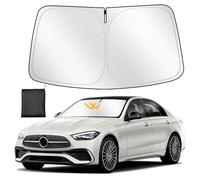 ZATOOTO Parasol para Mercedes Benz C Class 2014-2021, Parasol Coche Delantero Plegable, Grueso y Reflectante de Poliéster Bloquea los Rayos UV y Mantiene el Coche Más Fresco