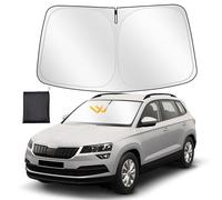 ZATOOTO Parasol para Skoda Karoq 2017-2024, Parasol Coche Delantero Plegable, Grueso y Reflectante de Poliéster Bloquea los Rayos UV y Mantiene el Coche Más Fresco
