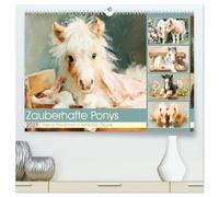 Zauberhafte Ponys. Kleine Pferdchen in lieblicher Öloptik (hochwertiger Premium Wandkalender 2027 DIN A2 quer), Kunstdruck in Hochglanz: Duftige ... zwischen Stall, Wiese und Meereswind