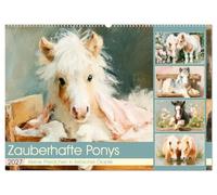 Zauberhafte Ponys. Kleine Pferdchen in lieblicher Öloptik (Wandkalender 2027 DIN A2 quer), CALVENDO Monatskalender: Duftige Ölbild-Illustrationen zwischen Stall, Wiese und Meereswind