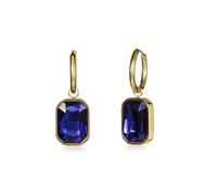Zavana Pendientes grandes de oro para mujeres y adolescentes con cristales de colores grandes, aretes colgantes rectangulares de cristal en aros pequeños, Acero inoxidable