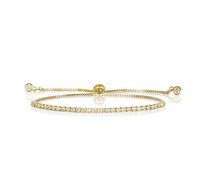 ZAVANA Pulsera Tennis Ajustable Dorada para Mujer, Pulsera Bolo con Circonitas de 2 mm, Pulsera Fina Elegante para Mujer y Chica