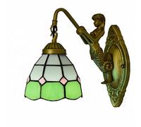 ZAW Apliques Luces de Pared Lámpara de Pared de 5.9 Pulgadas Estilo Tiffany Lámpara de Pared de vitral Verde Lámpara de Pared de Cabezal Simple Lámpara de Pared de tazón de Sombra Industrial