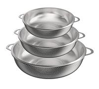 Zawaer Colador de Cocina 3pcs Acero Inoxidable Con Asa - Juego Grande Microperforado para Drenar Pasta, Verduras, Frutas y Arroz - Apto para Lavavajillas, Diámetro 20/23/29 cm